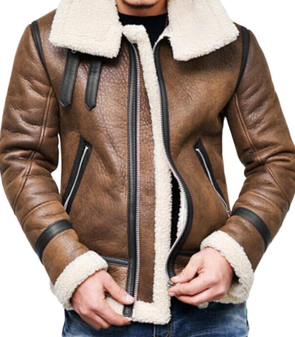 Jaket Aviator dengan Lapisan Bulu di Dalam